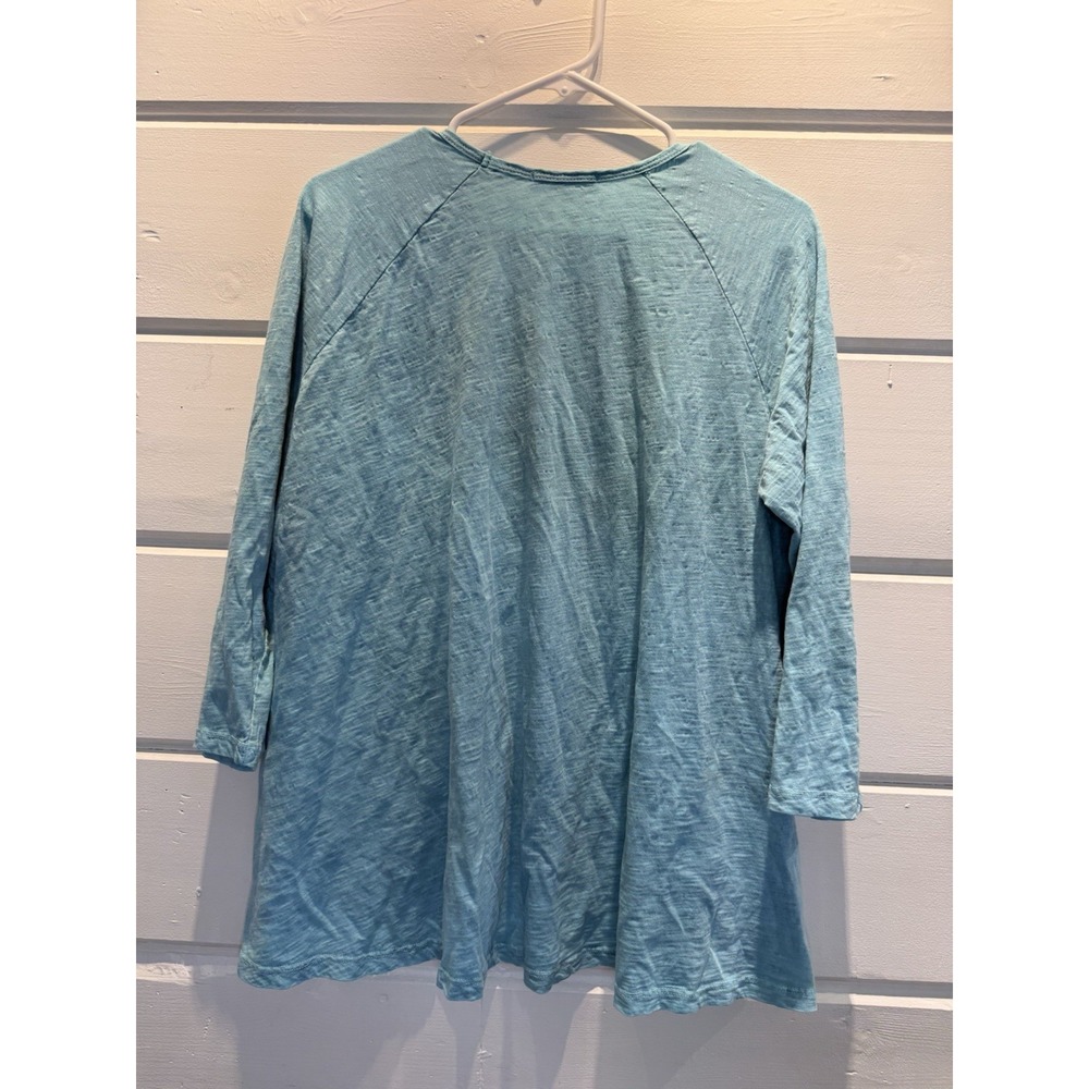Jess & Jane Wearable Art Tunic Top Sz M Blue Cotton Pockets Lagenlook Boho - Picture 4 of 10